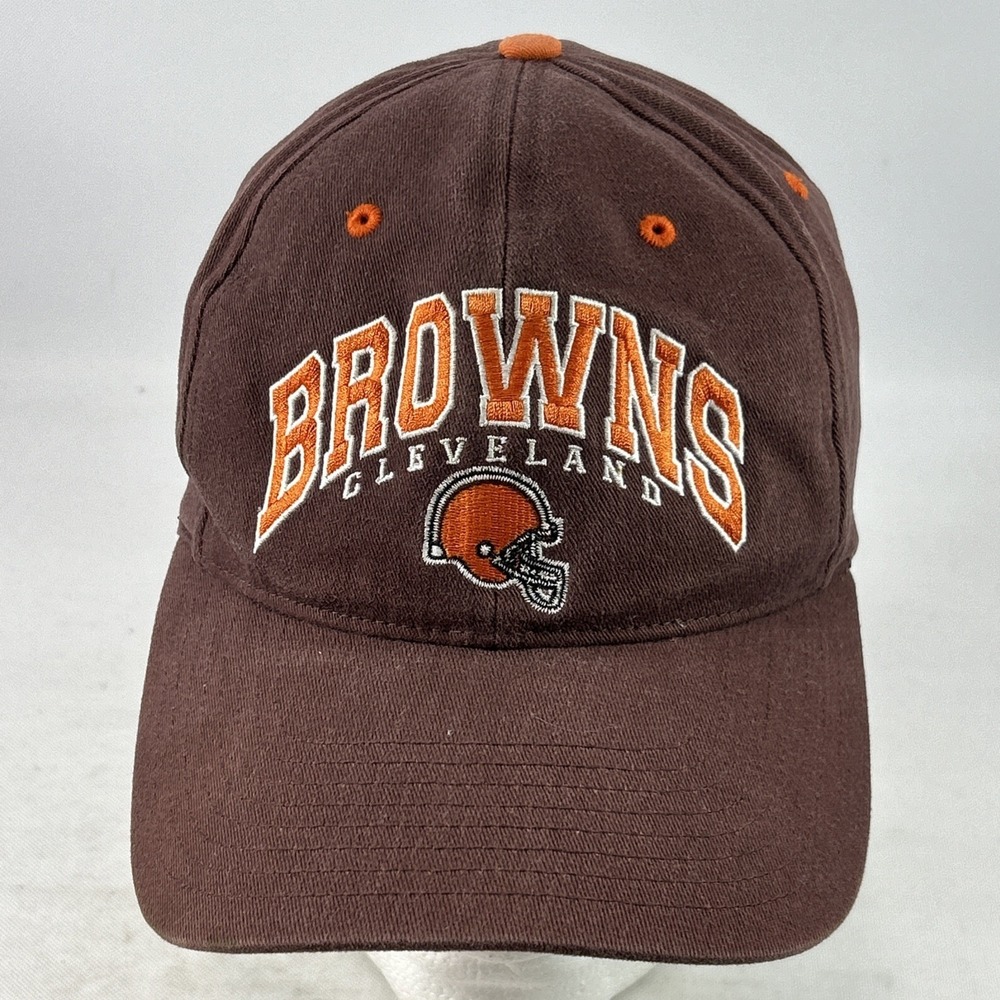 Vintage Cleveland Browns Strap Back Hat Cap Brown Twins Enterprise Helmet Logo